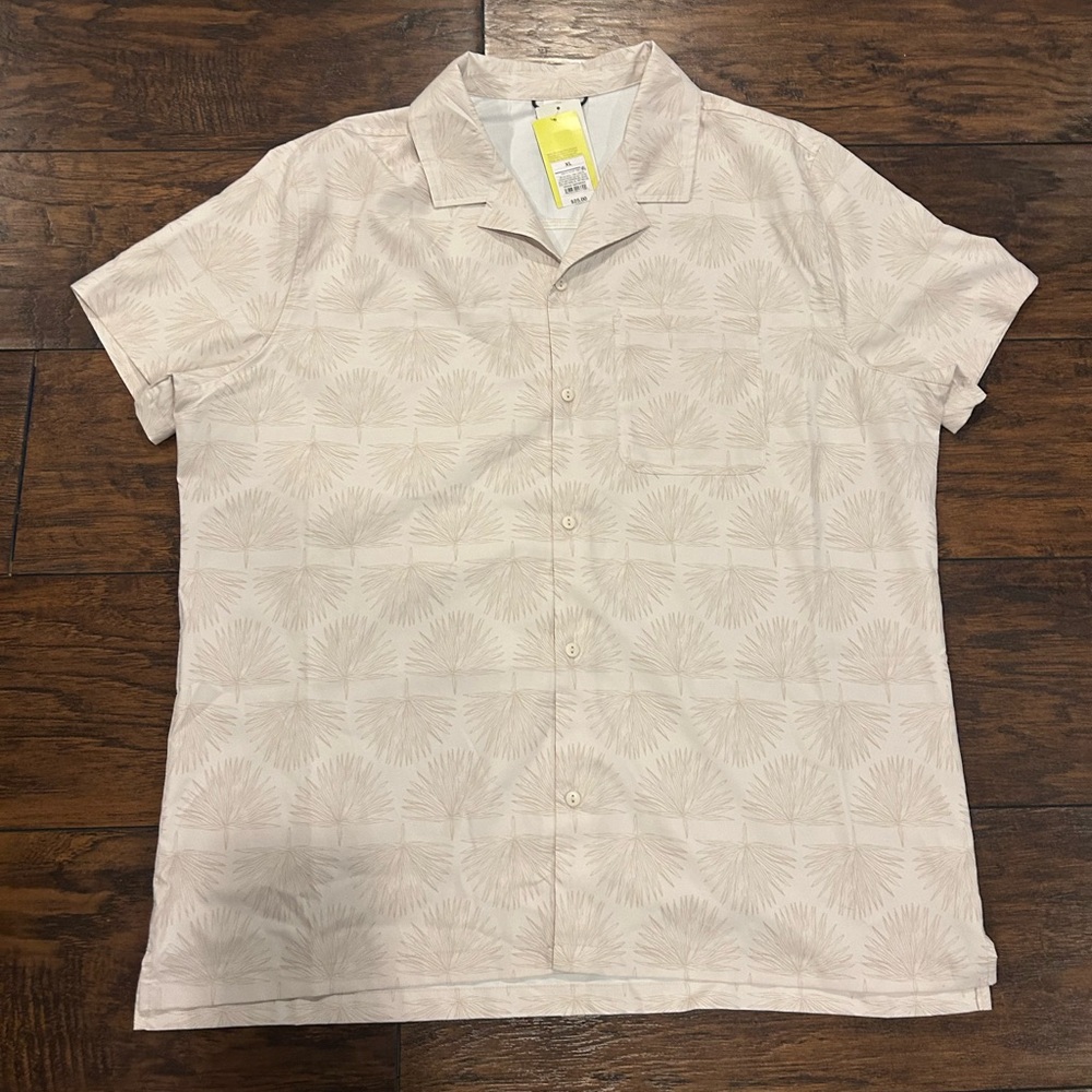 All in Motion Men’s Button Down Shirt - Palm Tree NWT XL